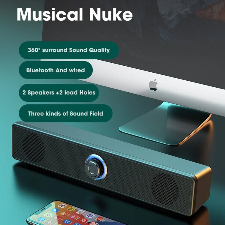 Portable Bluetooth Soundbar – 3D Stereo Deep Bass Computer Speaker - Smiles shop