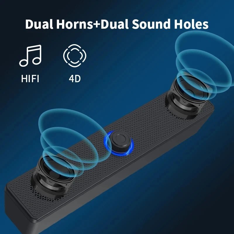 Portable Bluetooth Soundbar – 3D Stereo Deep Bass Computer Speaker - Smiles shop