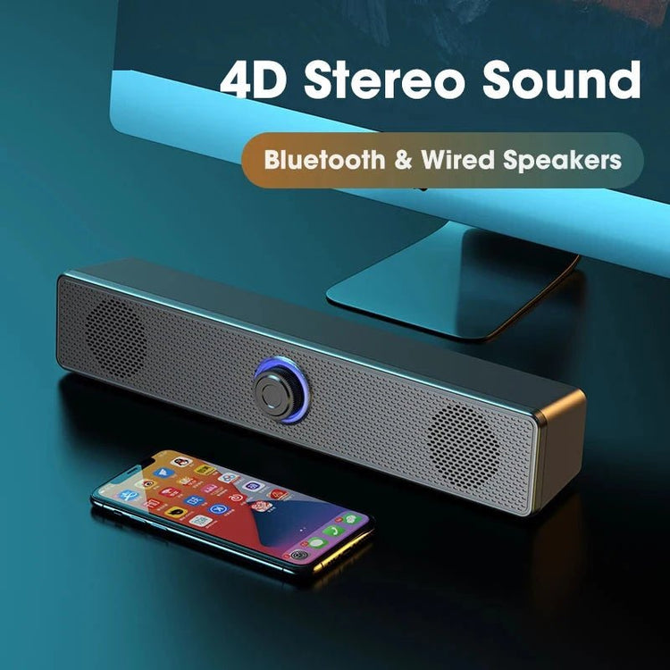 Portable Bluetooth Soundbar – 3D Stereo Deep Bass Computer Speaker - Smiles shop