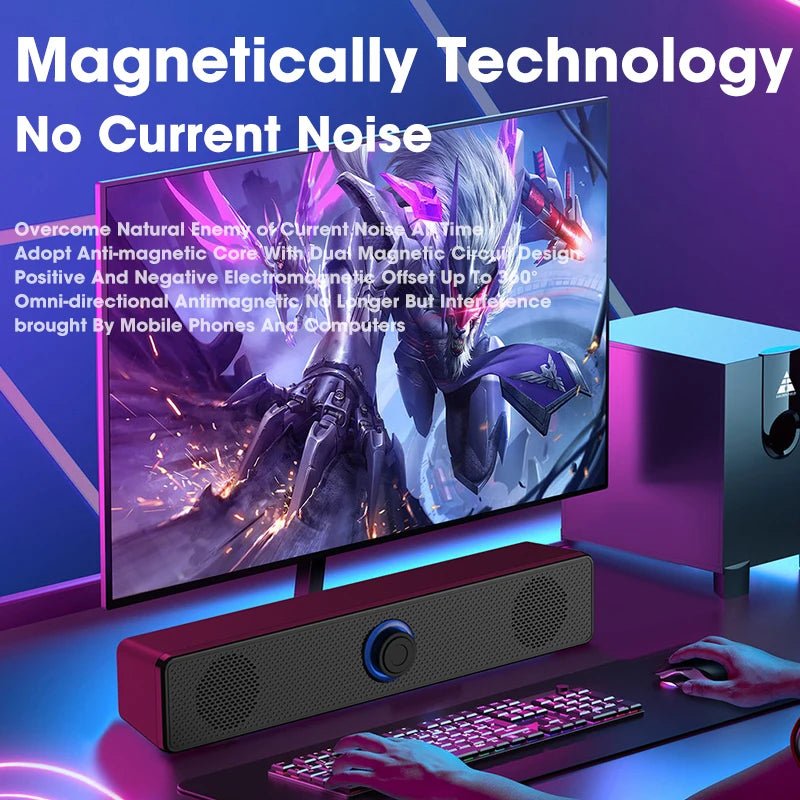 Portable Bluetooth Soundbar – 3D Stereo Deep Bass Computer Speaker - Smiles shop