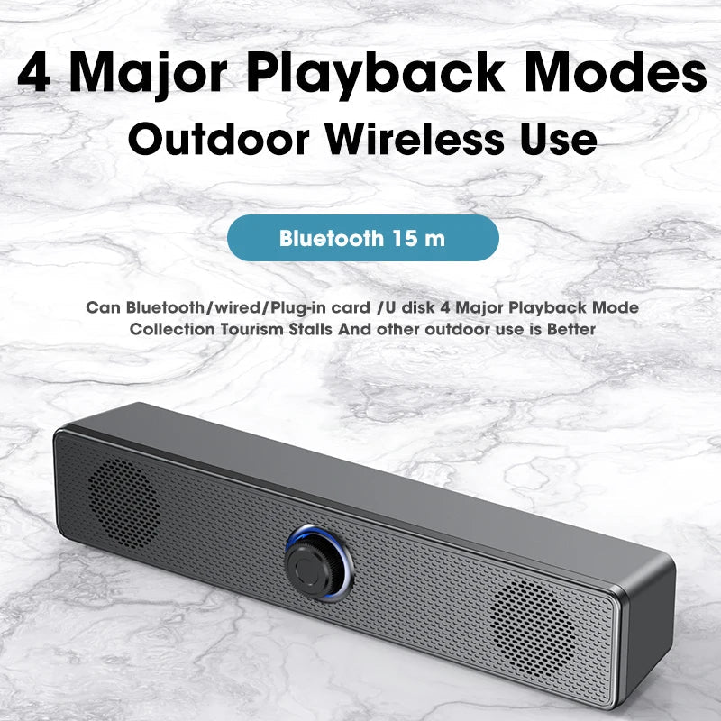 Portable Bluetooth Soundbar – 3D Stereo Deep Bass Computer Speaker - Smiles shop