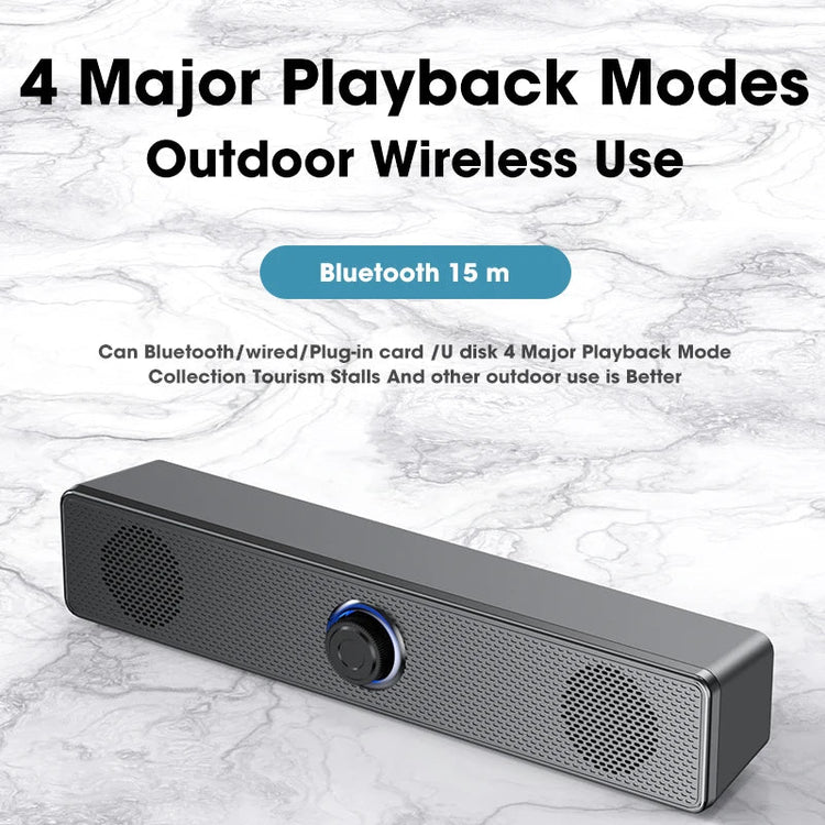 Portable Bluetooth Soundbar – 3D Stereo Deep Bass Computer Speaker - Smiles shop