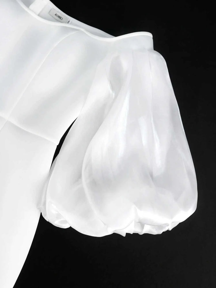 Robe de Soirée Épaules Dénudées – Manches Lanternes Chic - Smiles shop