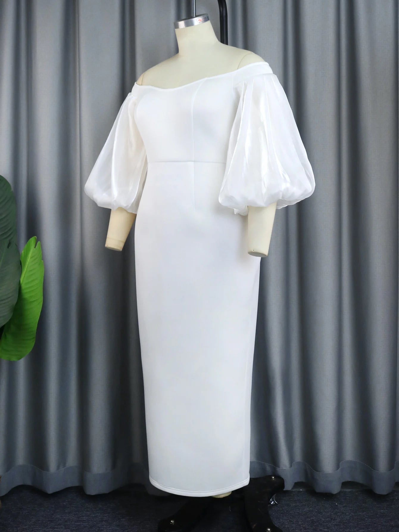 Robe de Soirée Épaules Dénudées – Manches Lanternes Chic - Smiles shop