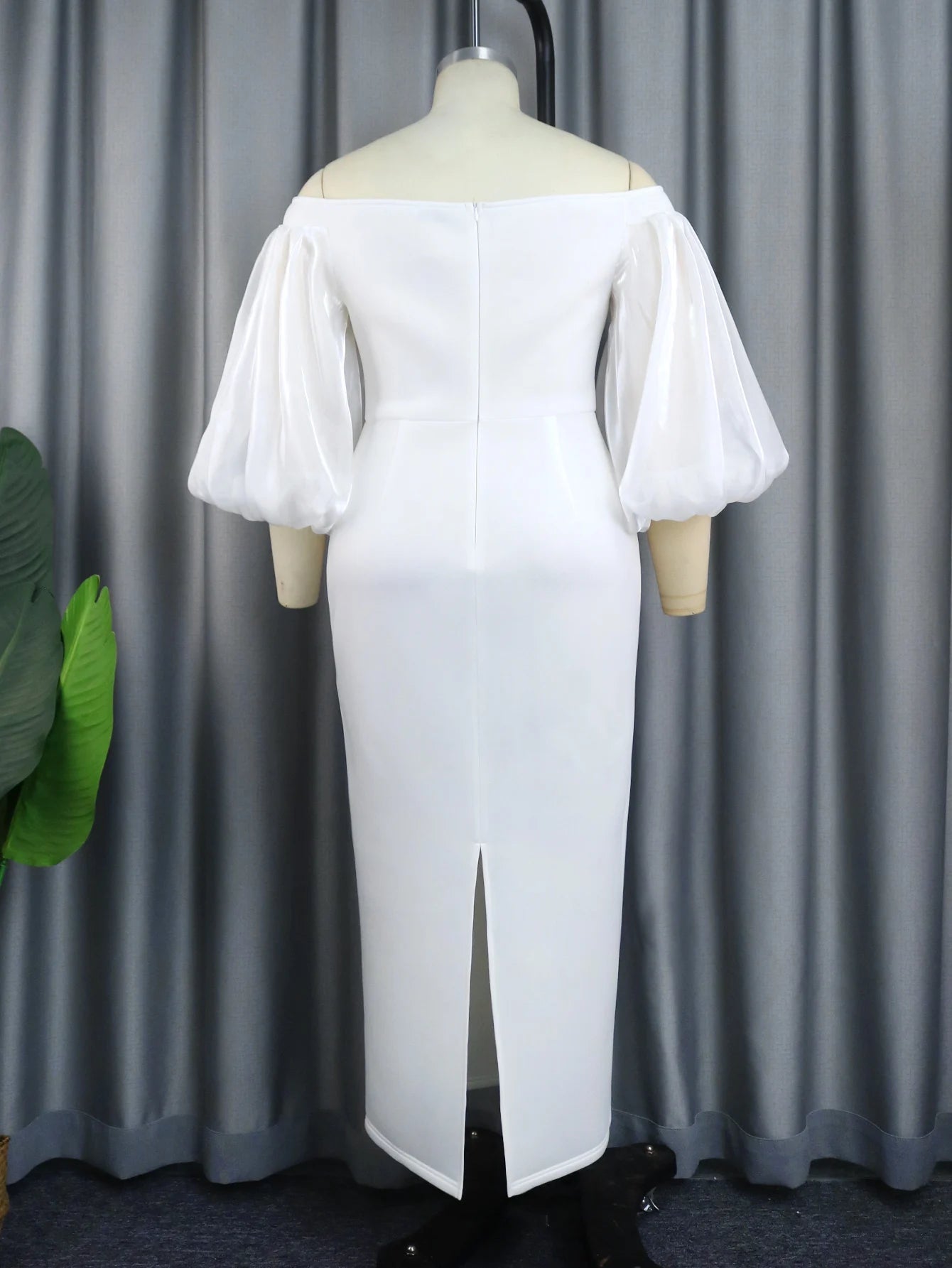 Robe de Soirée Épaules Dénudées – Manches Lanternes Chic - Smiles shop