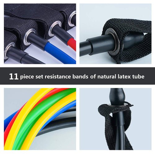 Set 11 Pièces Bandes de Résistance Latex – 10 à 150 lbs, Poignées, Chevilles & Ancre de Porte - Smiles shop