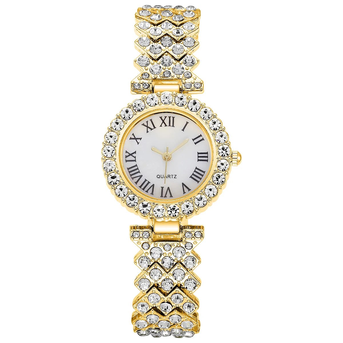 Set Bijoux Femme 6 Pièces – Montre Strass Chiffres Romains & Accessoires - Smiles shop