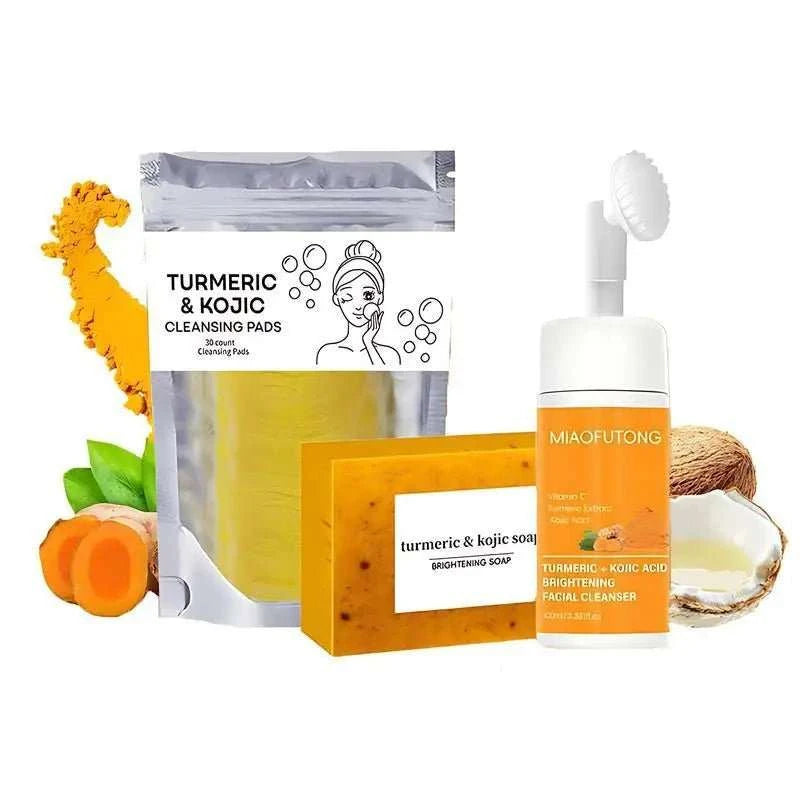 Set Nettoyant Visage Curcuma & Acide Kojique – Contrôle Sébum & Anti-Taches - Smiles shop
