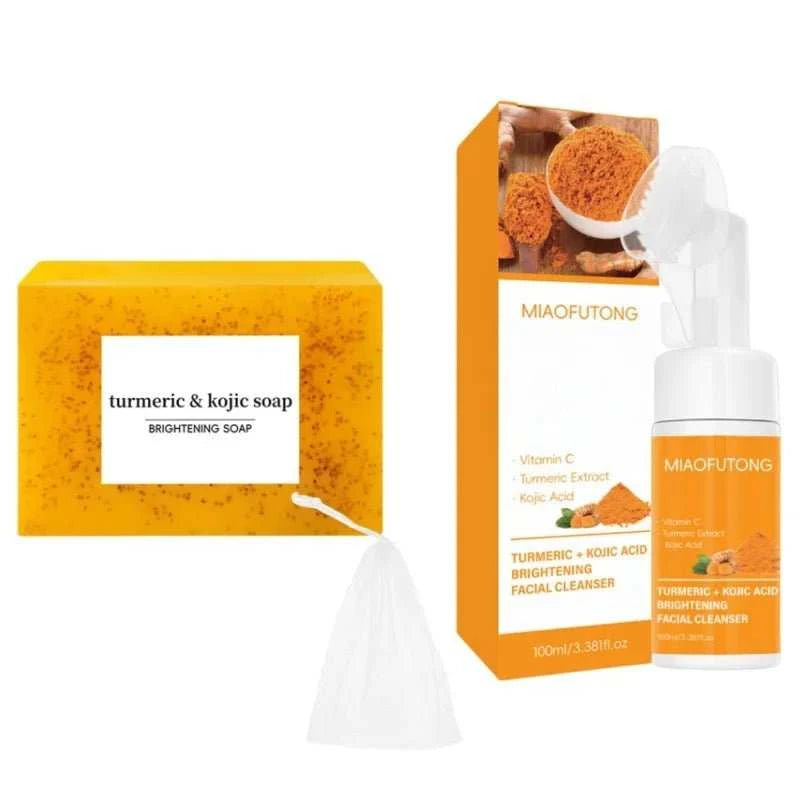 Set Nettoyant Visage Curcuma & Acide Kojique – Contrôle Sébum & Anti-Taches - Smiles shop