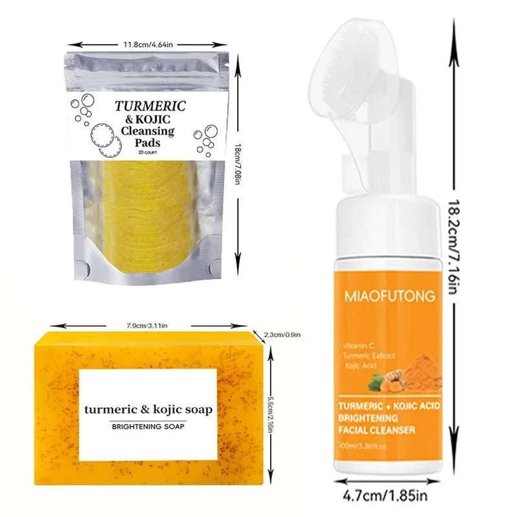 Set Nettoyant Visage Curcuma & Acide Kojique – Contrôle Sébum & Anti-Taches - Smiles shop