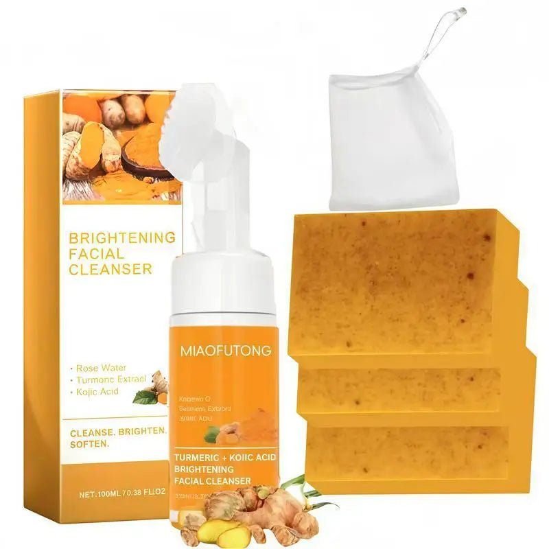 Set Nettoyant Visage Curcuma & Acide Kojique – Contrôle Sébum & Anti-Taches - Smiles shop