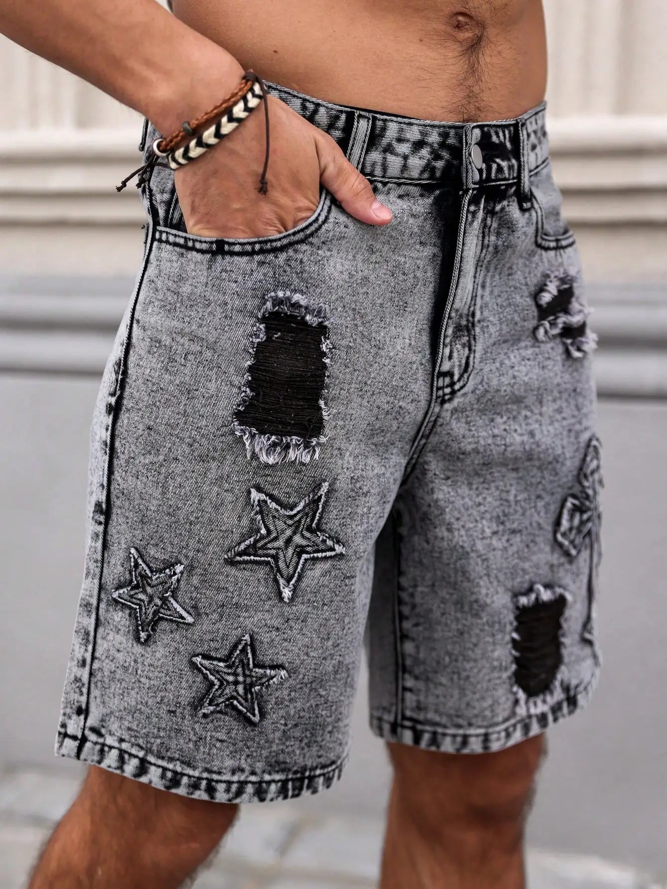 Short Jean Brodé Homme – Streetwear Été Vintage - Smiles shop
