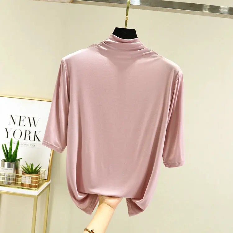 T-Shirt Col Roulé Femme en Modal – 12 Couleurs, Manches Mi-Longues & Ultra-Doux - Smiles shop