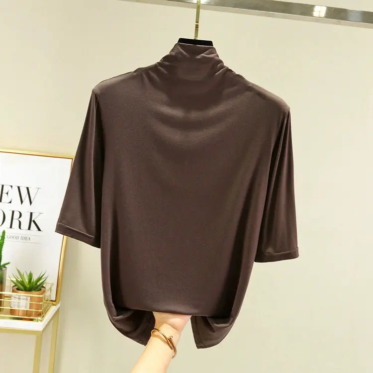 T-Shirt Col Roulé Femme en Modal – 12 Couleurs, Manches Mi-Longues & Ultra-Doux - Smiles shop