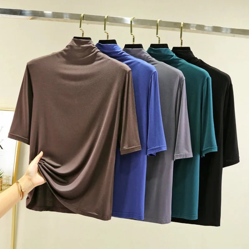 T-Shirt Col Roulé Femme en Modal – 12 Couleurs, Manches Mi-Longues & Ultra-Doux - Smiles shop
