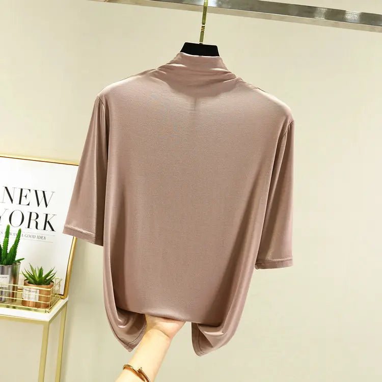 T-Shirt Col Roulé Femme en Modal – 12 Couleurs, Manches Mi-Longues & Ultra-Doux - Smiles shop