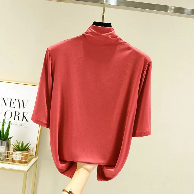 T-Shirt Col Roulé Femme en Modal – 12 Couleurs, Manches Mi-Longues & Ultra-Doux - Smiles shop