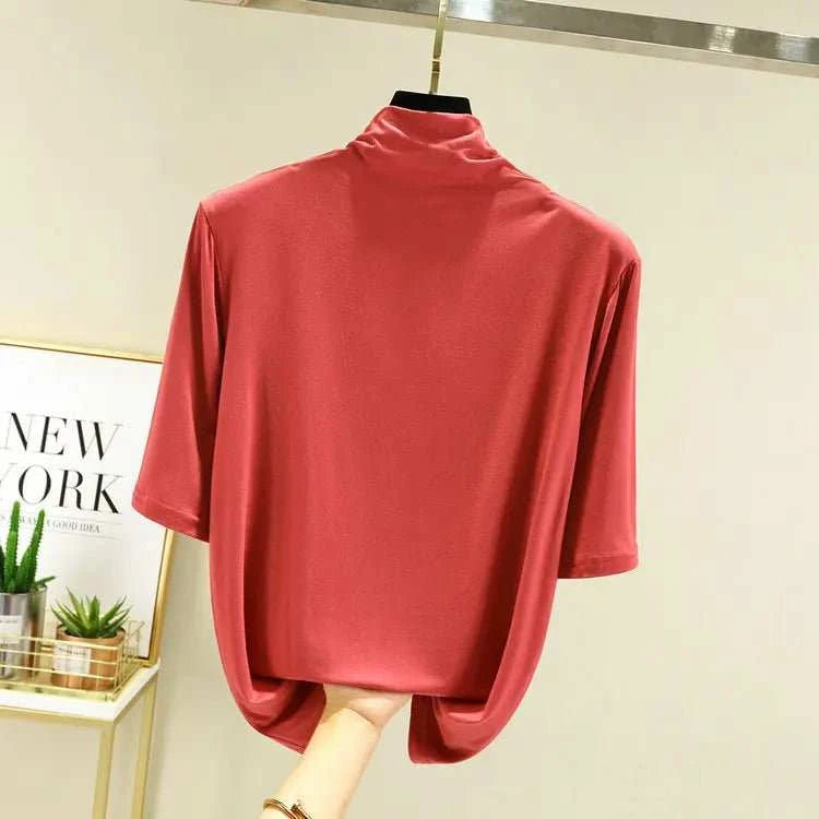 T-Shirt Col Roulé Femme en Modal – 12 Couleurs, Manches Mi-Longues & Ultra-Doux - Smiles shop