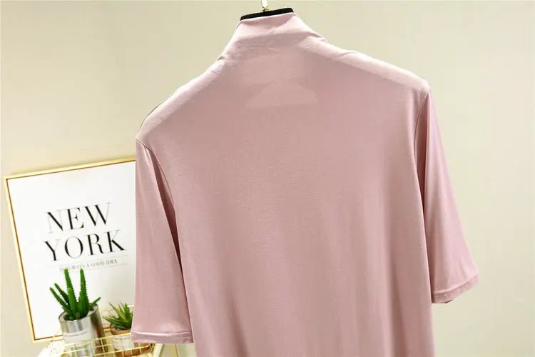 T-Shirt Col Roulé Femme en Modal – 12 Couleurs, Manches Mi-Longues & Ultra-Doux - Smiles shop