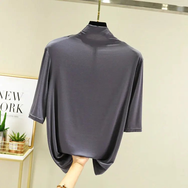 T-Shirt Col Roulé Femme en Modal – 12 Couleurs, Manches Mi-Longues & Ultra-Doux - Smiles shop