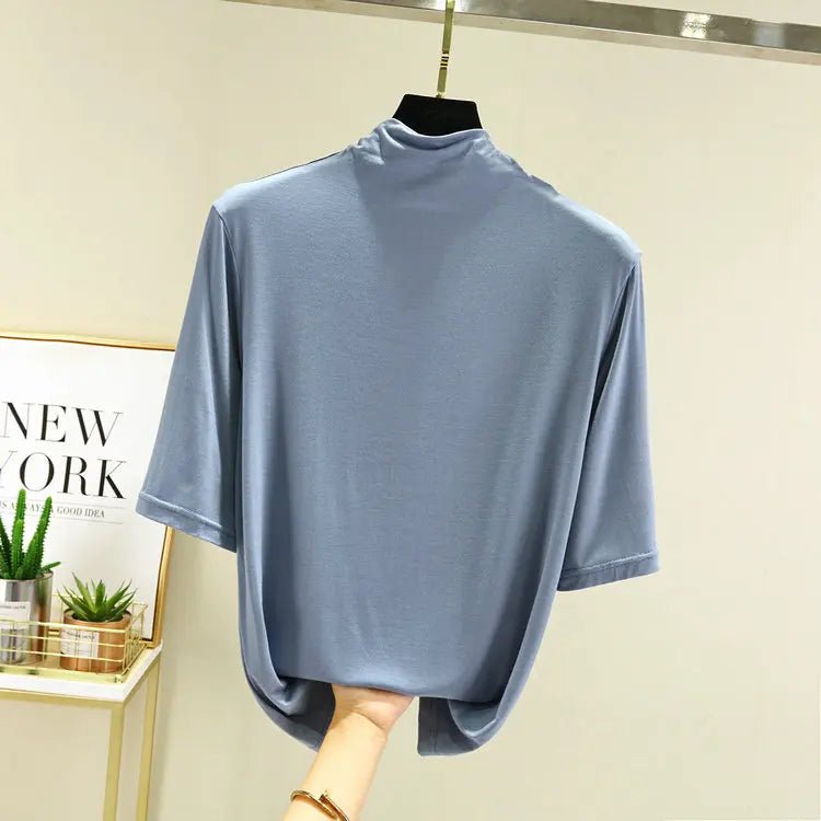 T-Shirt Col Roulé Femme en Modal – 12 Couleurs, Manches Mi-Longues & Ultra-Doux - Smiles shop