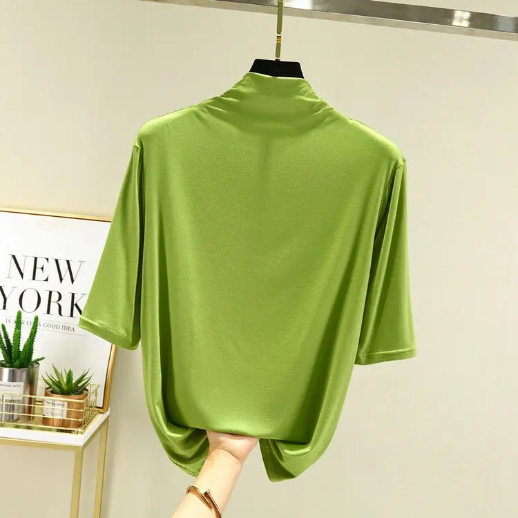 T-Shirt Col Roulé Femme en Modal – 12 Couleurs, Manches Mi-Longues & Ultra-Doux - Smiles shop