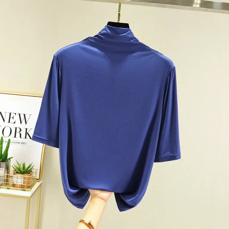 T-Shirt Col Roulé Femme en Modal – 12 Couleurs, Manches Mi-Longues & Ultra-Doux - Smiles shop