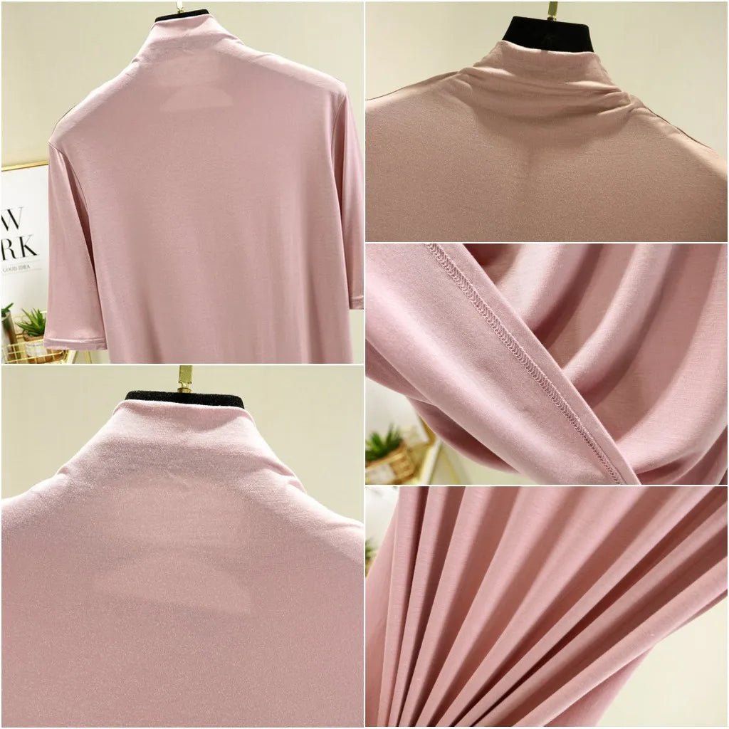 T-Shirt Col Roulé Femme en Modal – 12 Couleurs, Manches Mi-Longues & Ultra-Doux - Smiles shop