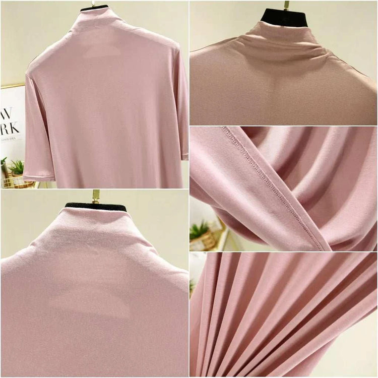 T-Shirt Col Roulé Femme en Modal – 12 Couleurs, Manches Mi-Longues & Ultra-Doux - Smiles shop