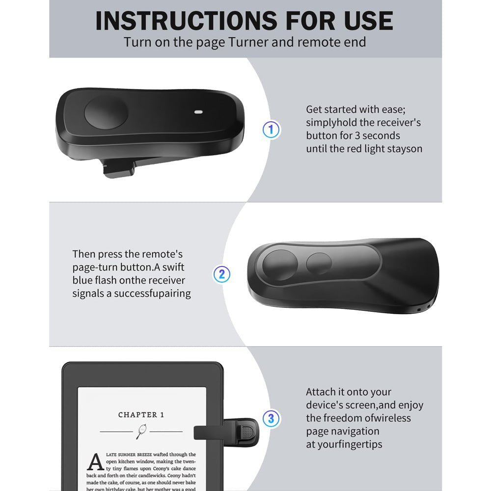 Tourne-Page Bluetooth Sans Fil – Liseuse, Tablette & Déclencheur Selfie - Smiles shop