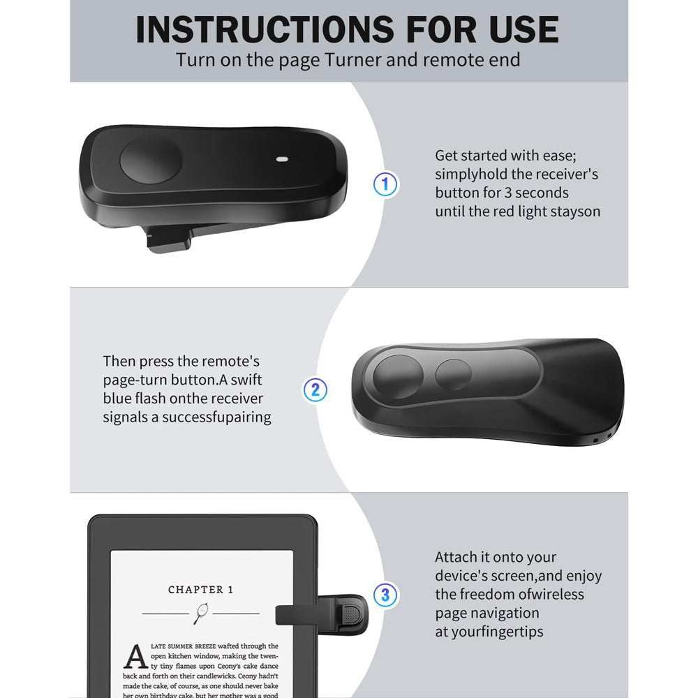 Tourne-Page Bluetooth Sans Fil – Liseuse, Tablette & Déclencheur Selfie - Smiles shop