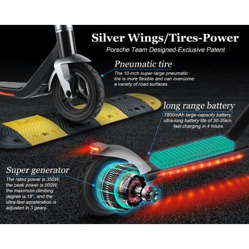 Trottinette Électrique Mankeel MK006 Silver Wing – Design Porsche, 350W, 35-40km, IP54, Pneus 10" - Smiles shop