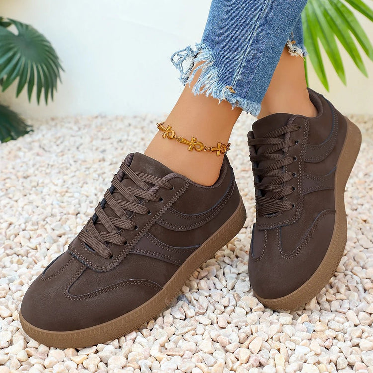 Women's Retro Platform Sneakers – Non-Slip Thick Sole | Brown - Smiles shop