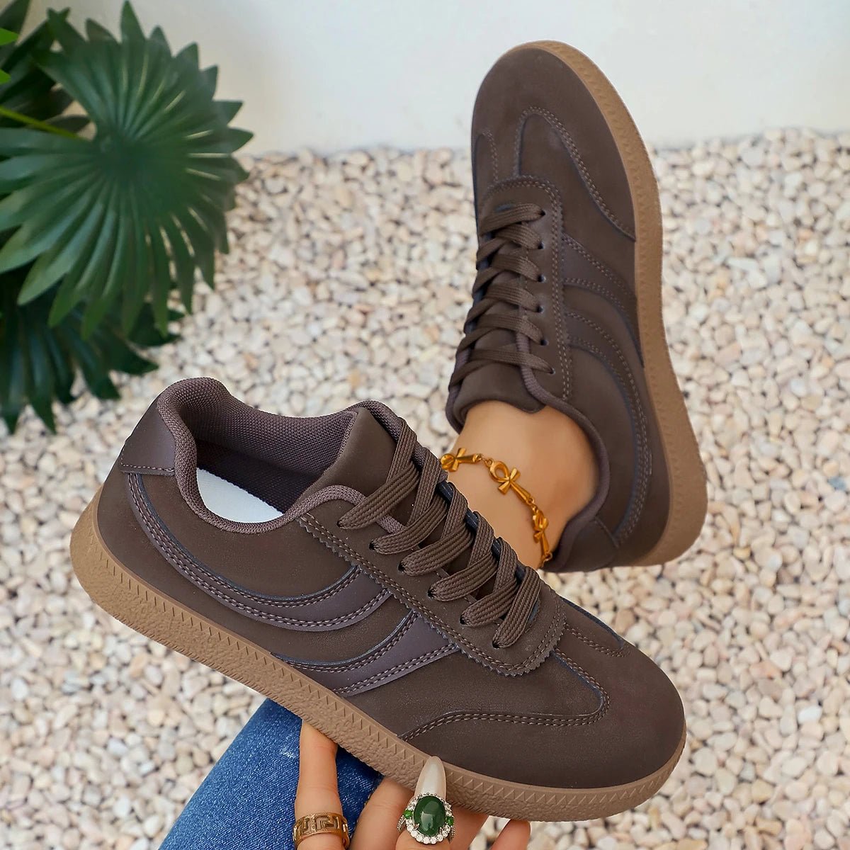 Women's Retro Platform Sneakers – Non-Slip Thick Sole | Brown - Smiles shop