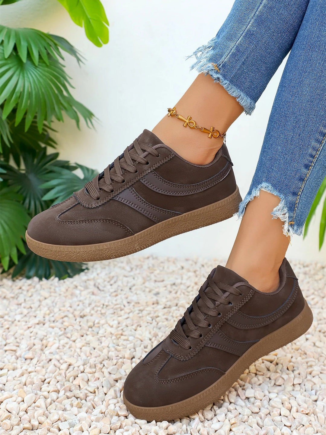 Women's Retro Platform Sneakers – Non-Slip Thick Sole | Brown - Smiles shop