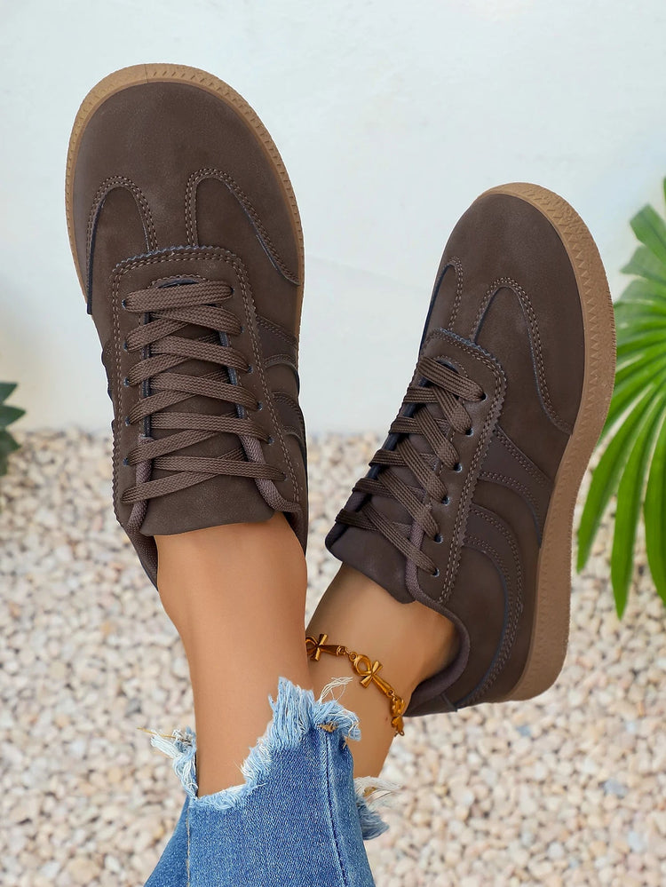 Women's Retro Platform Sneakers – Non-Slip Thick Sole | Brown - Smiles shop