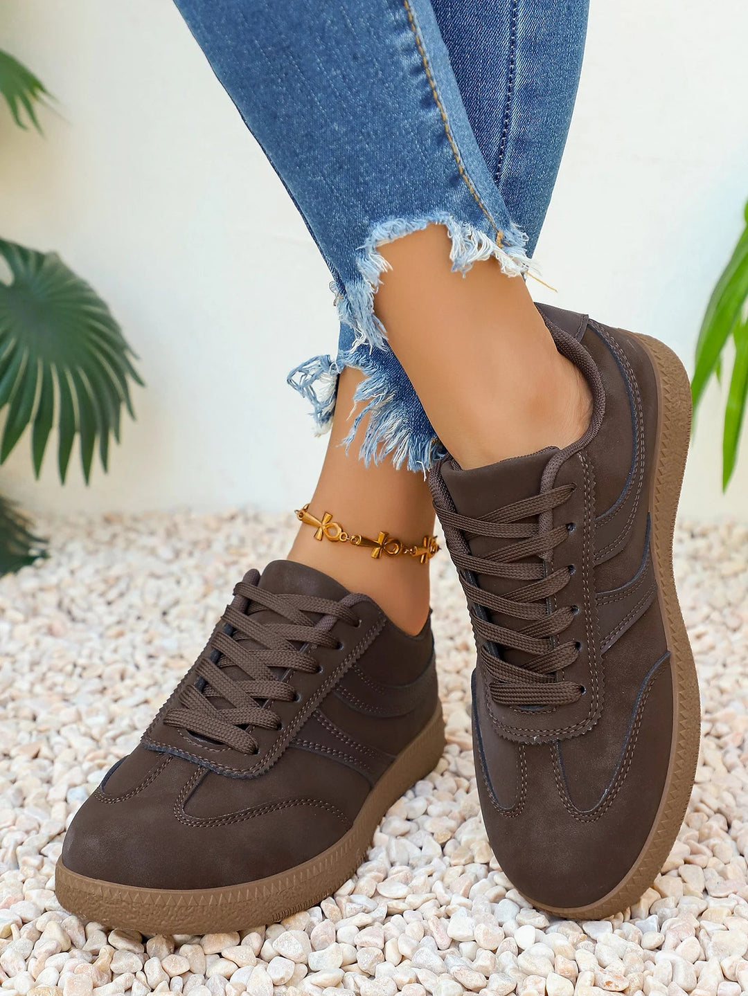 Women's Retro Platform Sneakers – Non-Slip Thick Sole | Brown - Smiles shop