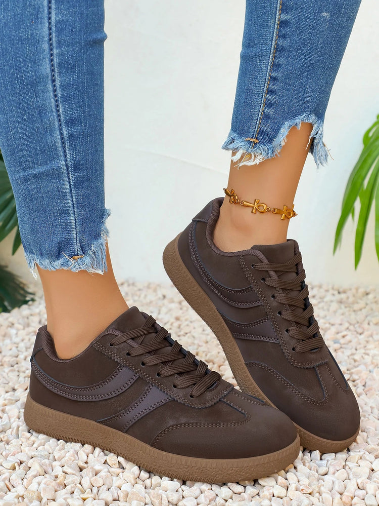 Women's Retro Platform Sneakers – Non-Slip Thick Sole | Brown - Smiles shop