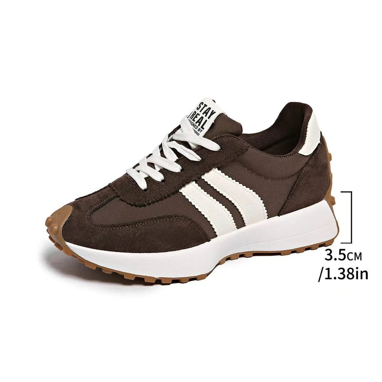 Women's Retro Platform Sneakers – Patchwork Leather Casual Shoes - Smiles shop