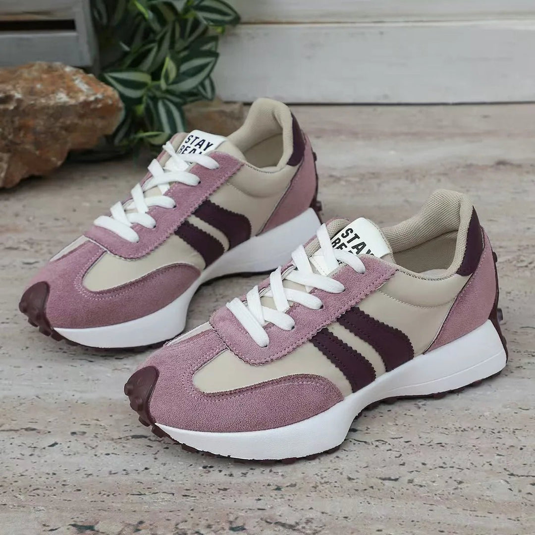 Women's Retro Platform Sneakers – Patchwork Leather Casual Shoes - Smiles shop
