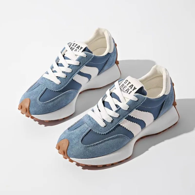 Women's Retro Platform Sneakers – Patchwork Leather Casual Shoes - Smiles shop
