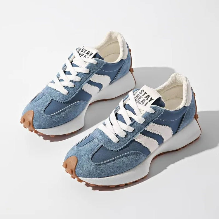 Women's Retro Platform Sneakers – Patchwork Leather Casual Shoes - Smiles shop