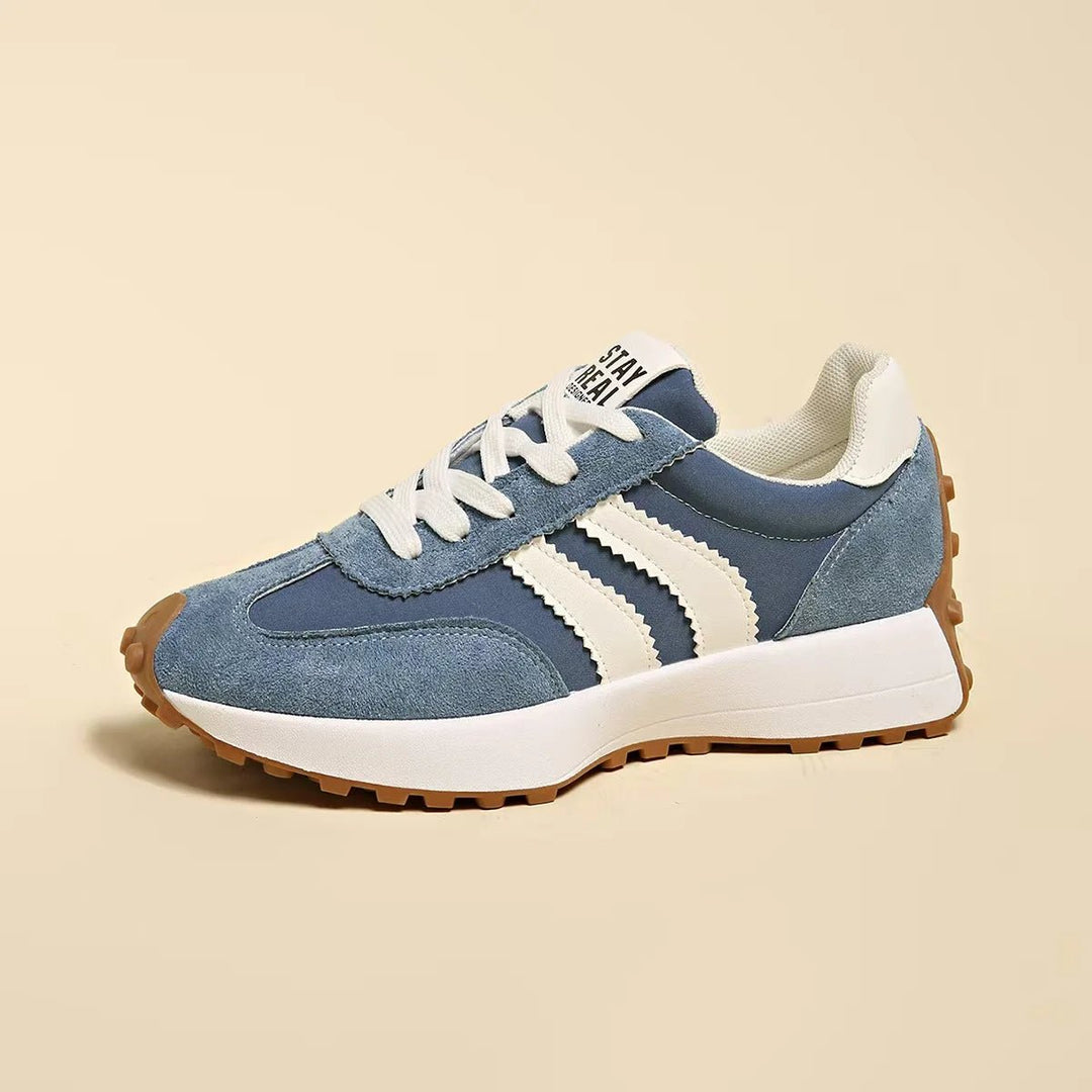 Women's Retro Platform Sneakers – Patchwork Leather Casual Shoes - Smiles shop