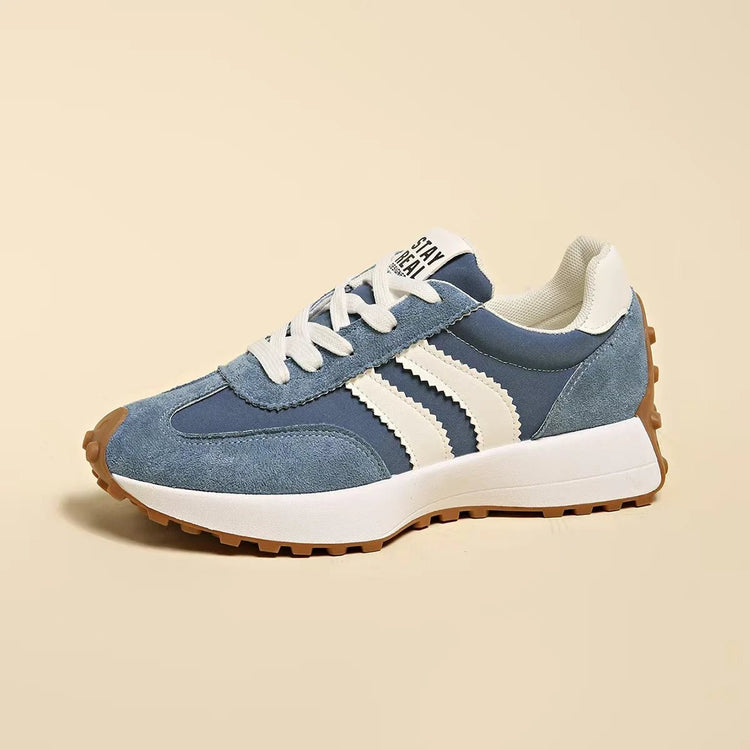 Women's Retro Platform Sneakers – Patchwork Leather Casual Shoes - Smiles shop