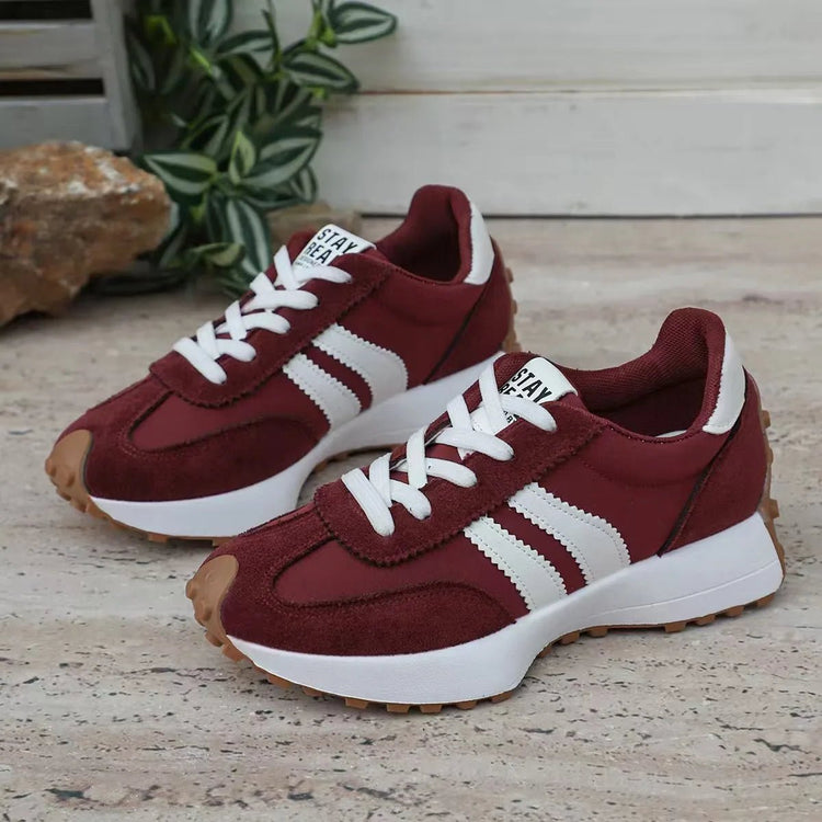 Women's Retro Platform Sneakers – Patchwork Leather Casual Shoes - Smiles shop