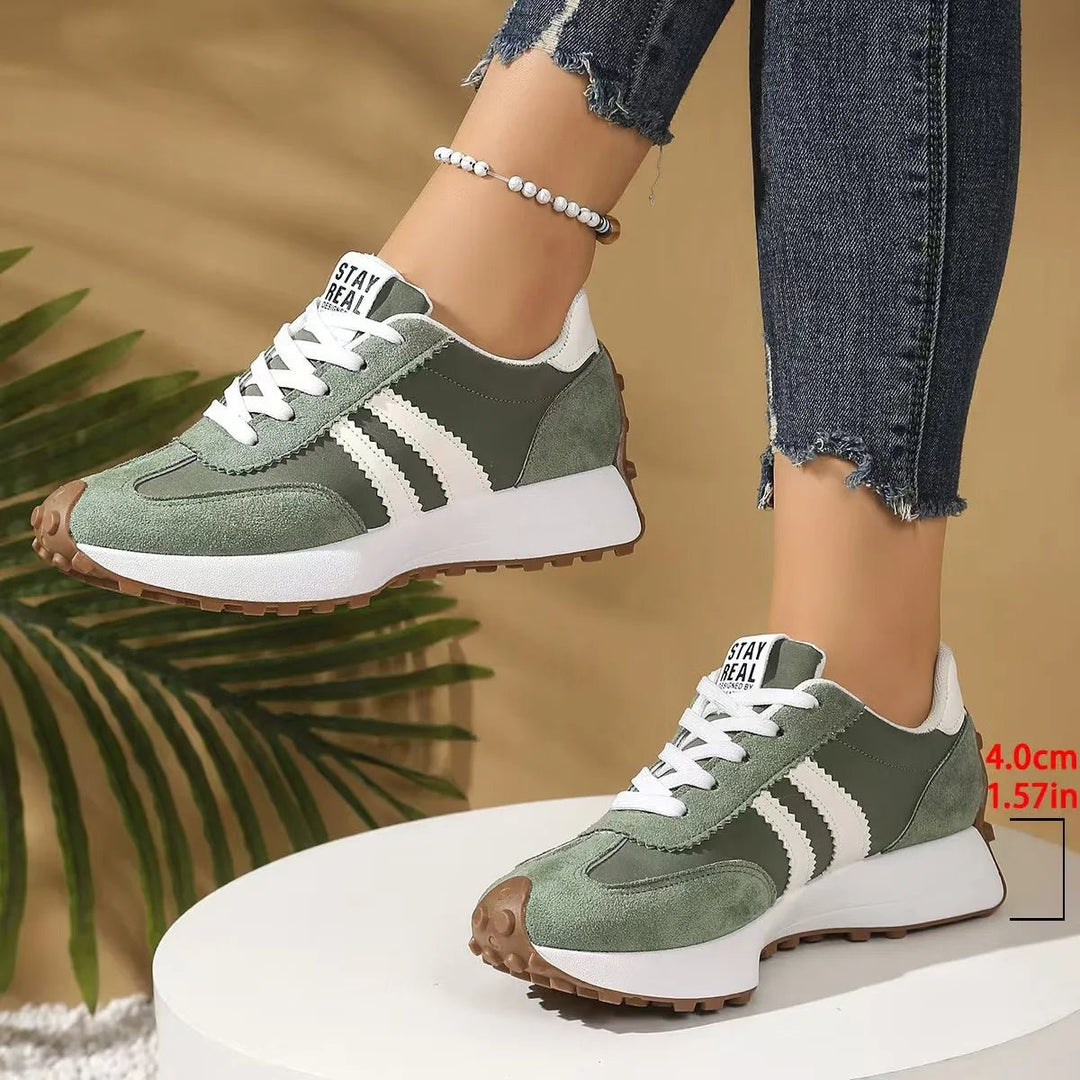 Women's Retro Platform Sneakers – Patchwork Leather Casual Shoes - Smiles shop