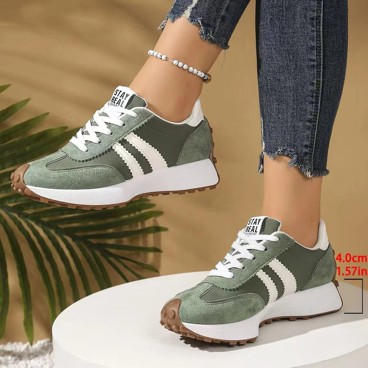 Women's Retro Platform Sneakers – Patchwork Leather Casual Shoes - Smiles shop