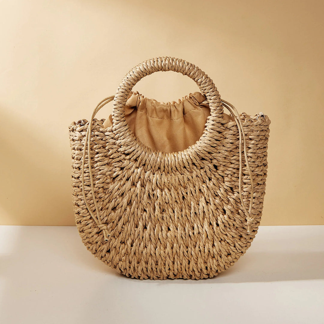 Women's Woven Straw Rattan Half Moon Beach Bag – Large Shoulder Bag - Smiles shop